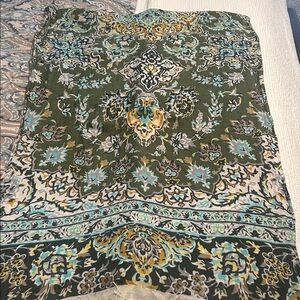 Anthropologie Green and Blue Patterned Scarf